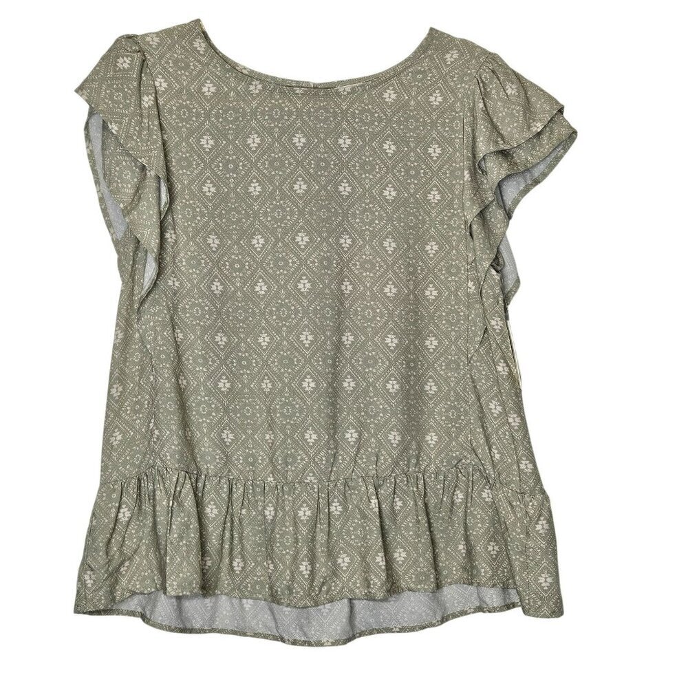Angels‎ Forever Young NWT Sea Spray Rayon Ruffled Cap Sleeve Womens Top Size M
